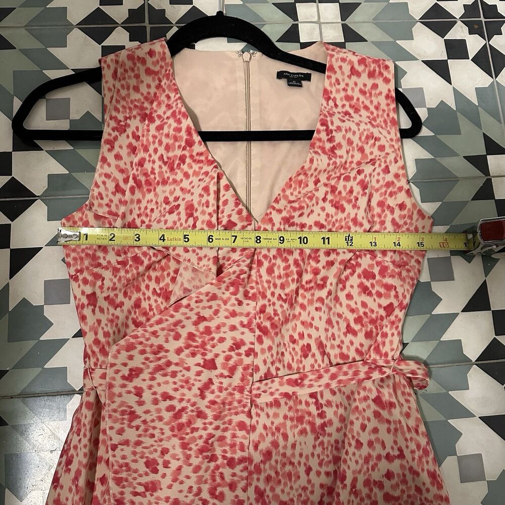 Ann Taylor Womens Red Sleeveless V-Neck Ruffle Stretch Partywear Shift Dress 0 - Picture 6 of 8